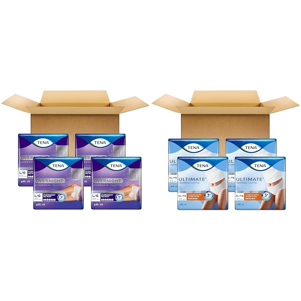Tena Incontinence Underwear for Overnight, Unisex, Large, 11 Count