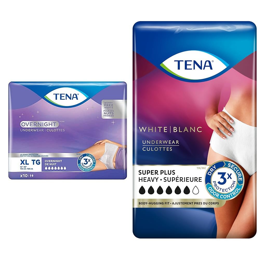 Tena Incontinence Underwear for Overnight, Unisex, Large, 11 Count
