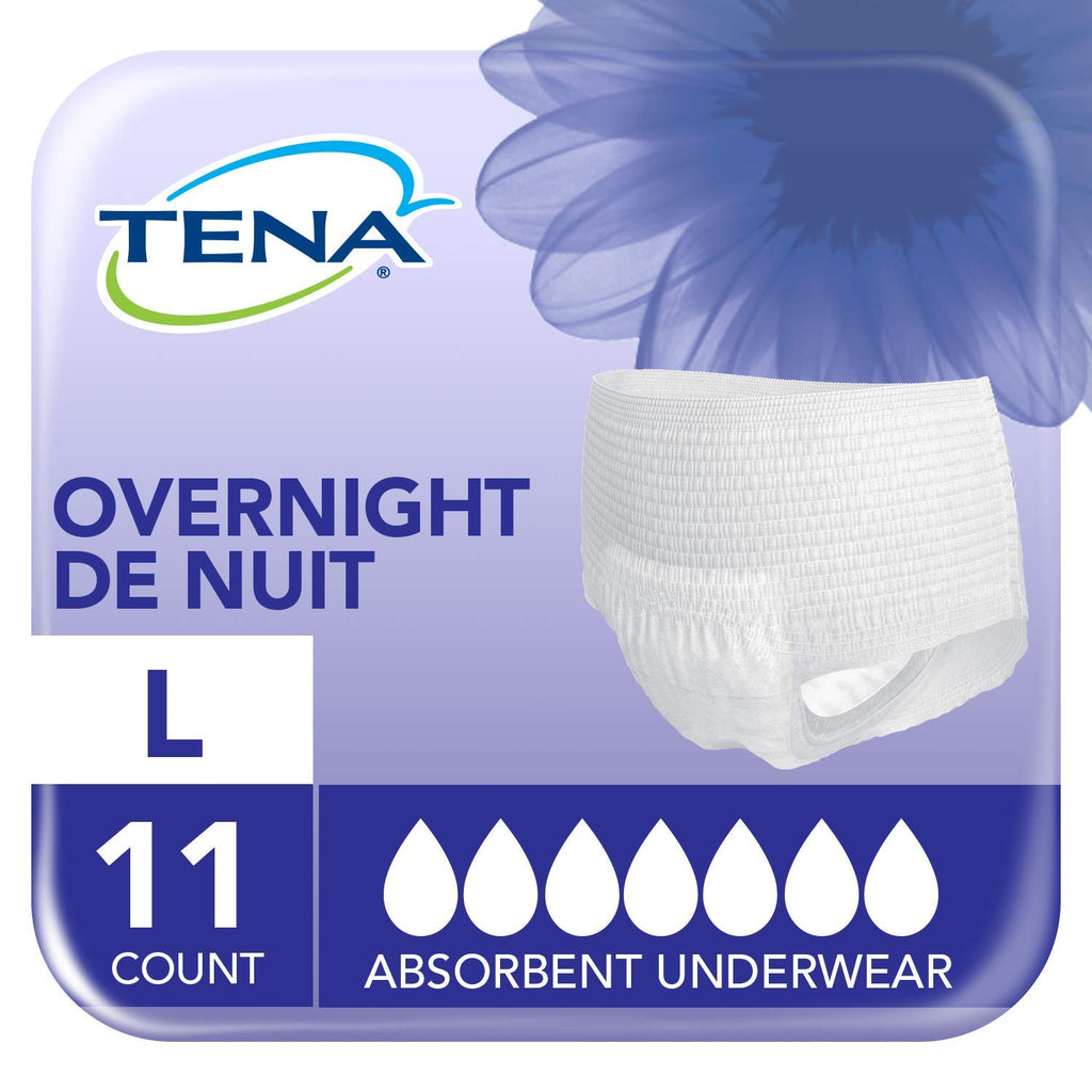 Tena Incontinence Underwear for Overnight, Unisex, Large, 11 Count