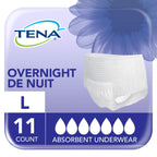Tena Incontinence Underwear for Overnight, Unisex, Large, 11 Count