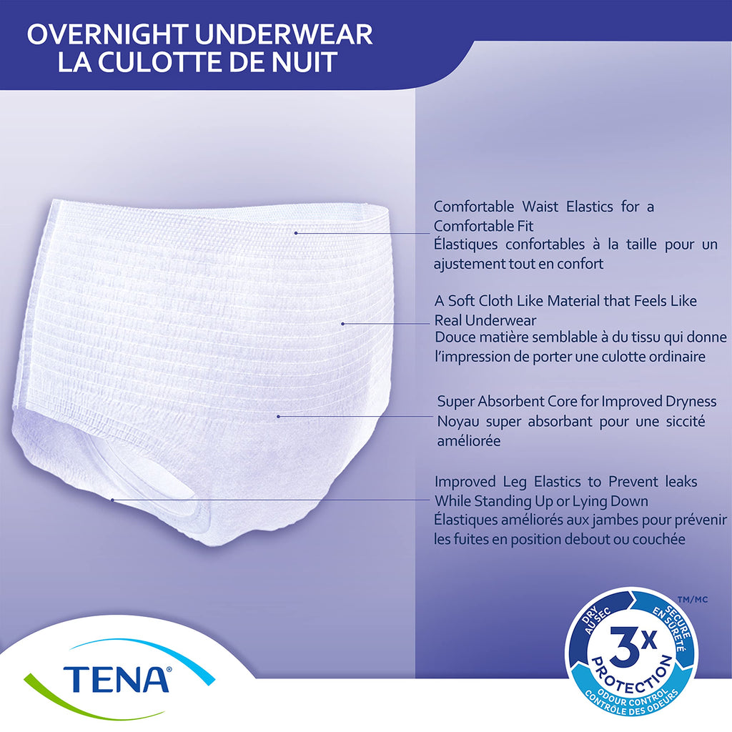 Tena Incontinence Underwear for Overnight, Unisex, Large, 11 Count