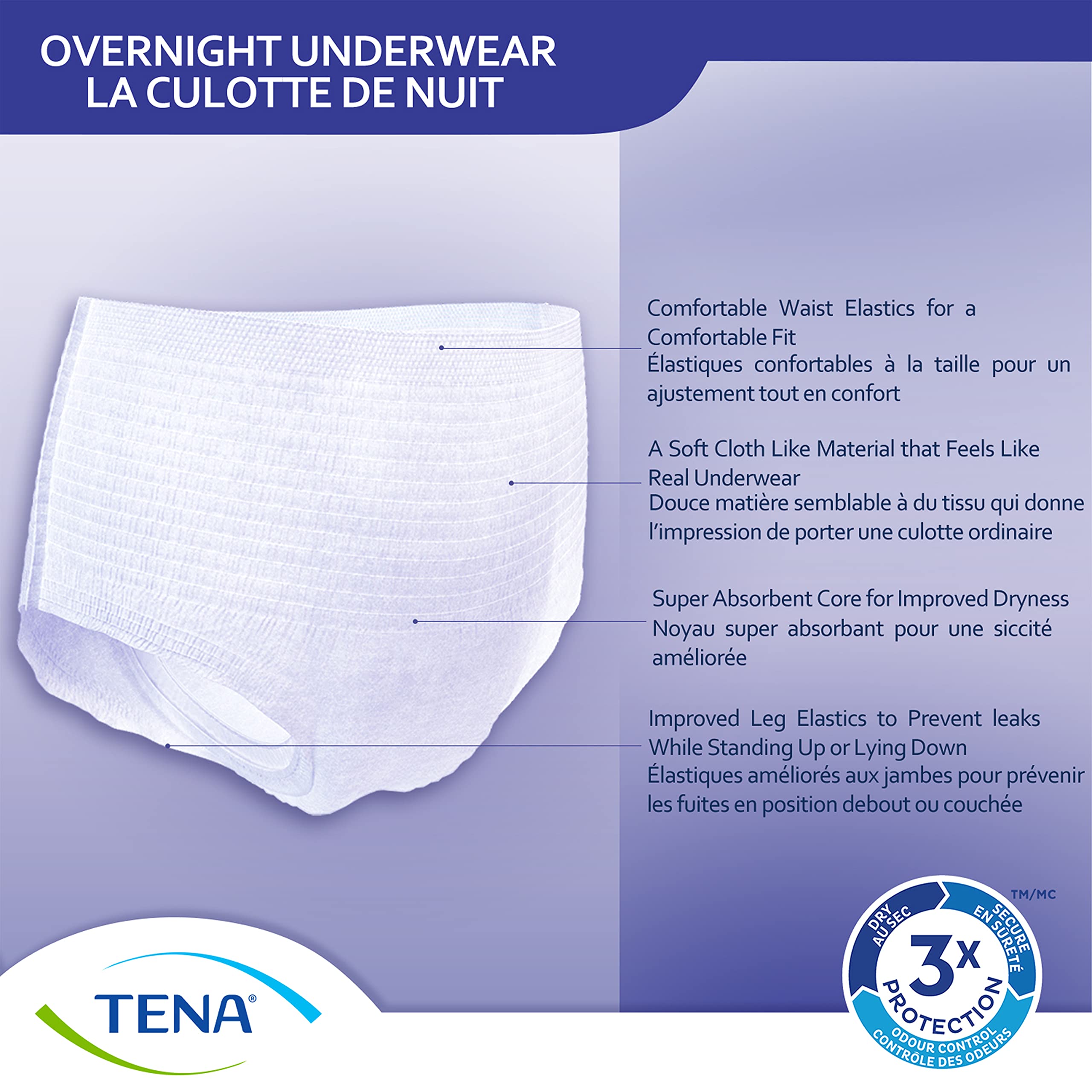 Tena Incontinence Underwear for Overnight, Unisex, Large, 11 Count