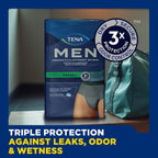 TENA Men Incontinence Underwear, Super Plus Absorbency, Comfortable Fit, Disposable, Large/X-Large (L/XL), 14 Count