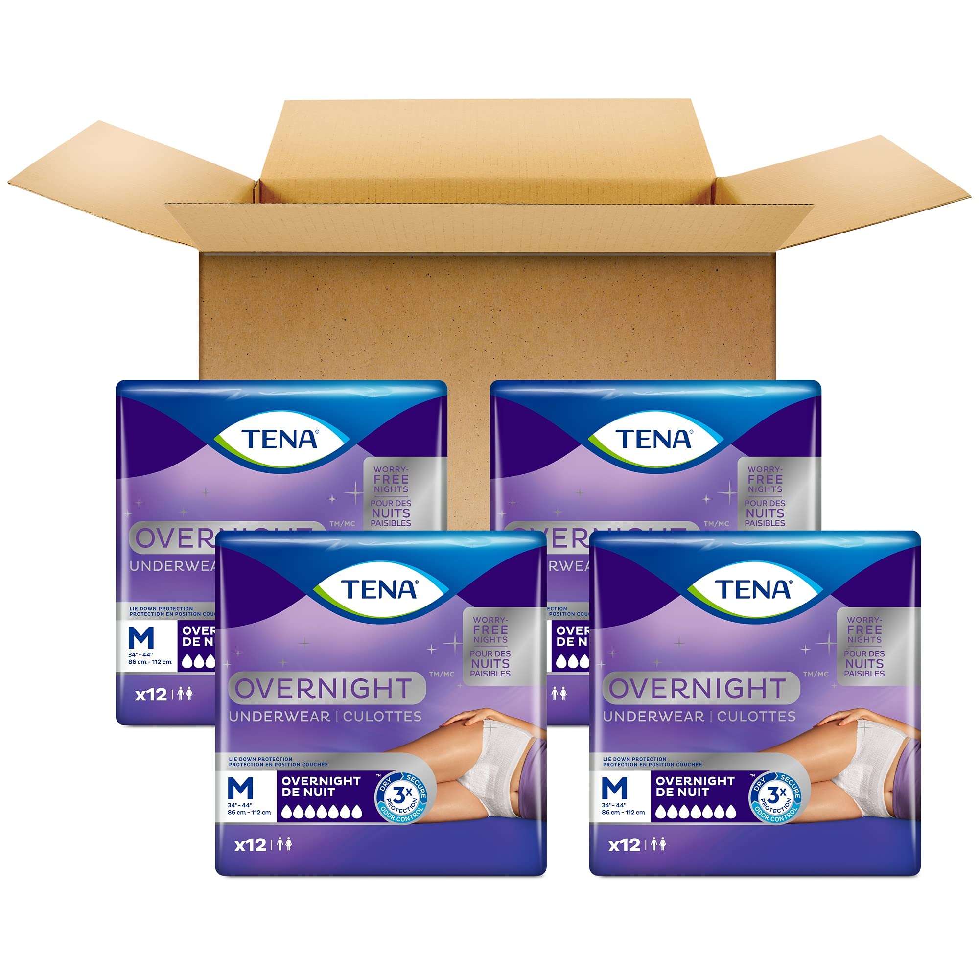 Tena Incontinence Underwear for Overnight, Unisex, Large, 11 Count